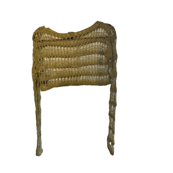 BDG URBAN OUTFITTERS Ladder Cobweb Crop Sweater, Olive, Grunge, Y2K, Beachy, M - Picture 8 of 10